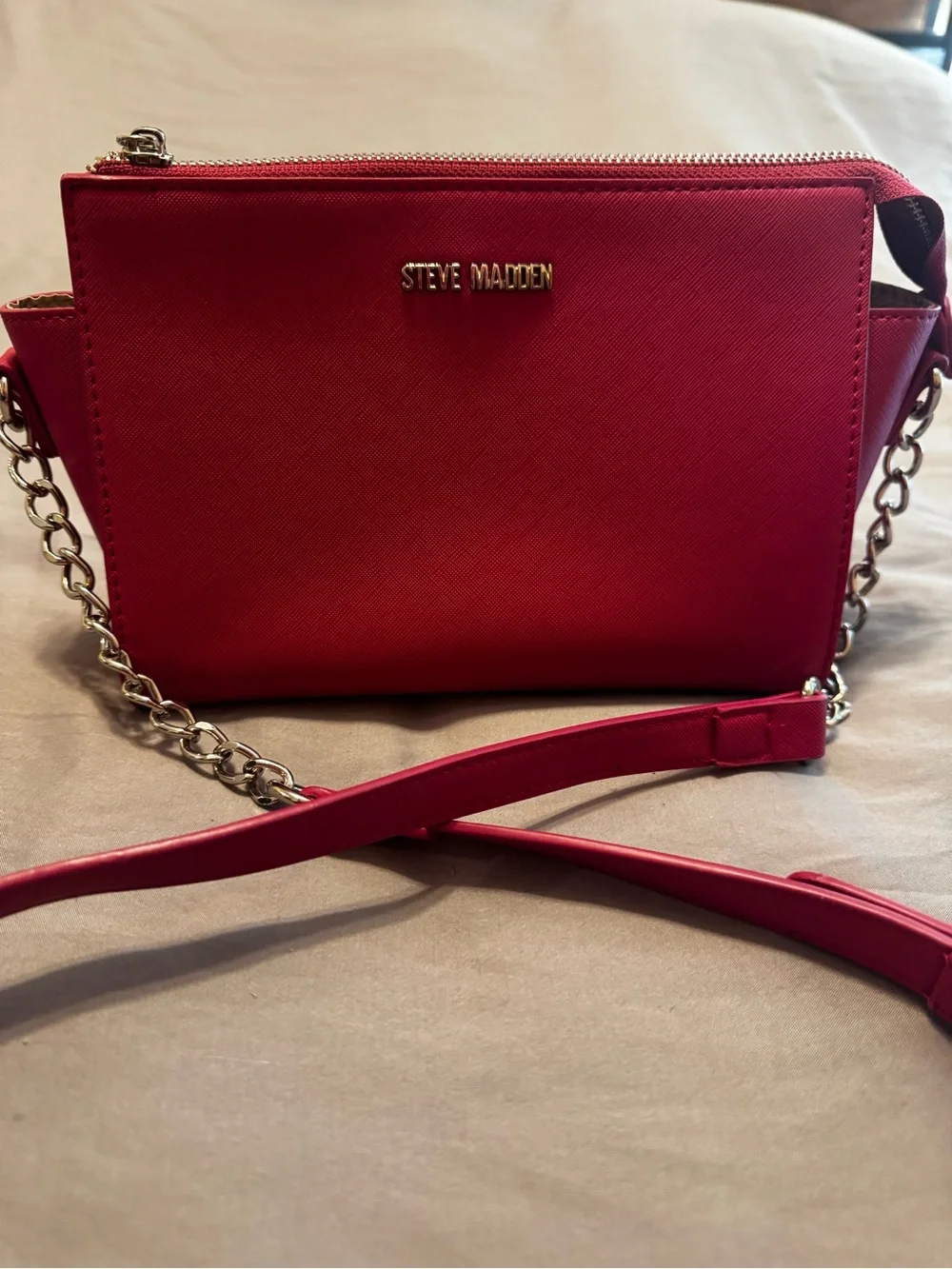 Steve Madden Hot Pink Chain-Trim Crossbody Bag